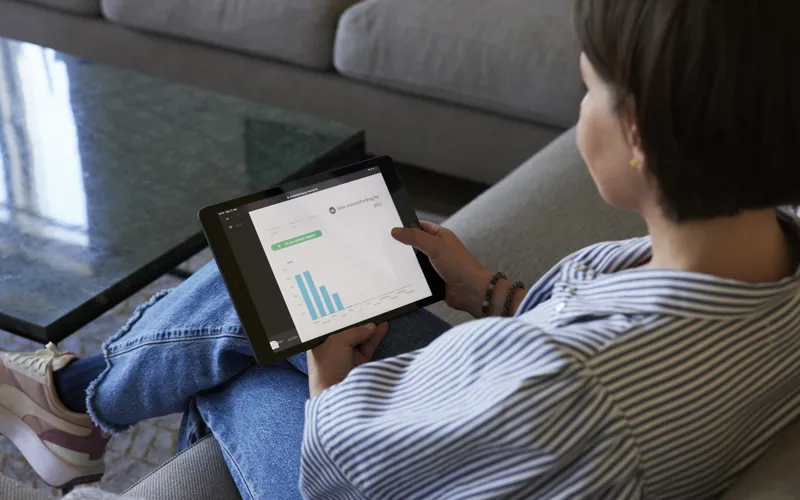 Kvinde som kigger på elpriser