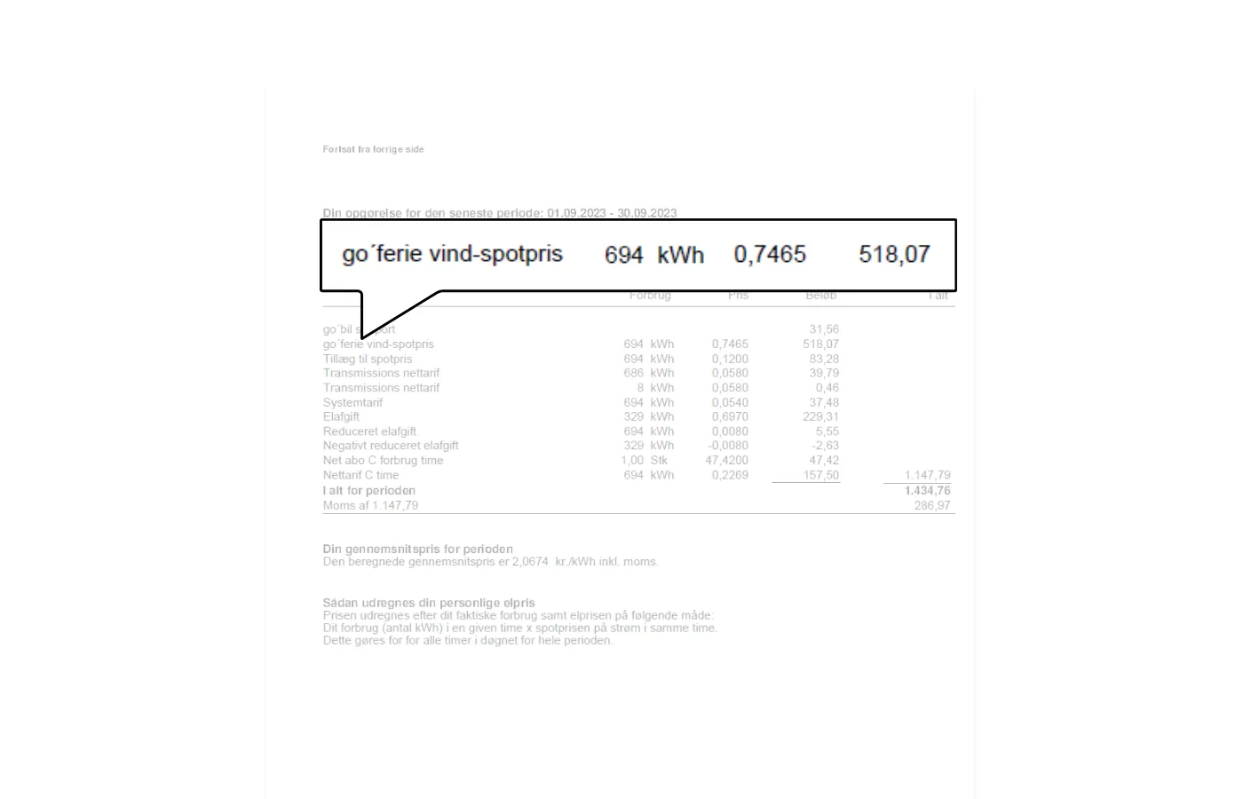 Udregningseksempel på elregning